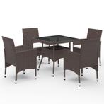 vidaXL 5-delige Tuinset poly rattan en glas bruin, Verzenden, Nieuw, Tuinset