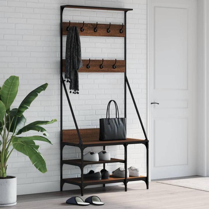 vidaXL Kledingrek met schoenenrek 80x40x184 cm bruin, Huis en Inrichting, Kasten | Kleerkasten, Nieuw, Verzenden