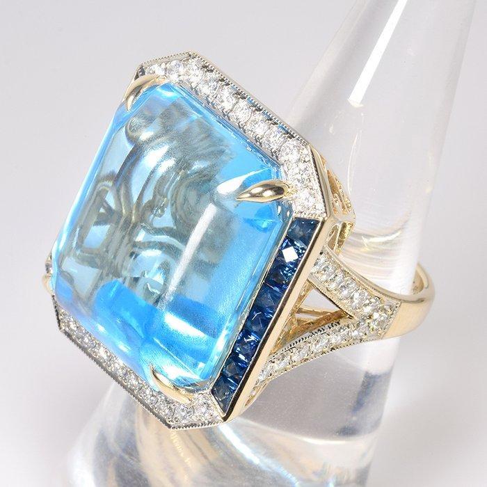 Ring - 14 karaat Geel goud - 46.05ct. tw. Gemengde, Handtassen en Accessoires, Ringen