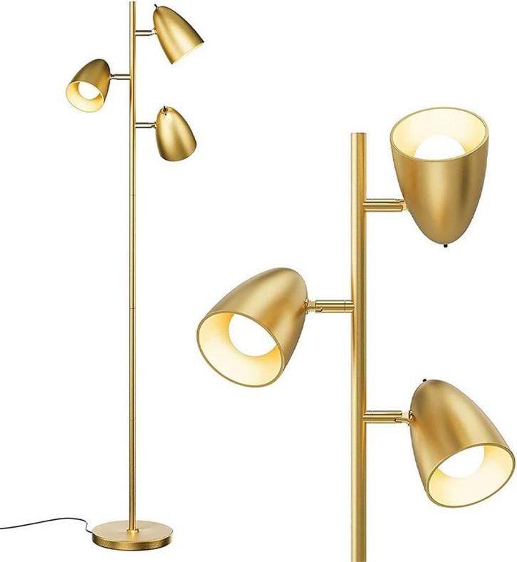 Vloerlamp - Staande lamp - 163 cm - Goud - COSTWAY, Huis en Inrichting, Lampen | Vloerlampen, Nieuw, Verzenden