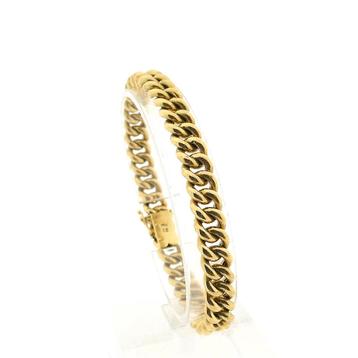 18 Krt. Gouden gourmetschakel armband | 19,5 cm beschikbaar voor biedingen