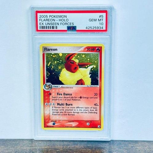 Pokémon Graded card - Flareon Holo - Ex Unseen Forces #5 -, Hobby en Vrije tijd, Verzamelkaartspellen | Pokémon
