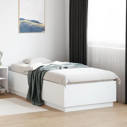 vidaXL Bedframe bewerkt hout wit 90x200 cm, Maison & Meubles, Chambre à coucher | Lits, Envoi