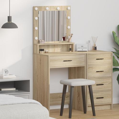 vidaXL Make-up Tafel met LED Verlichting in Sonoma Eiken -, Huis en Inrichting, Tafels | Kaptafels, Nieuw, Verzenden
