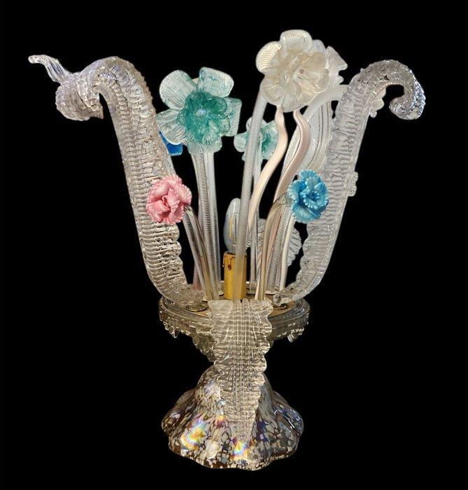 Lamp - Met bloemstuk in een Murano-glazen vaas H 55 x 45 cm, Antiquités & Art, Curiosités & Brocante