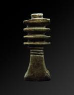 Oud-Egyptisch (Groene) Steen Djed Pilaar amulet - 2.3 cm