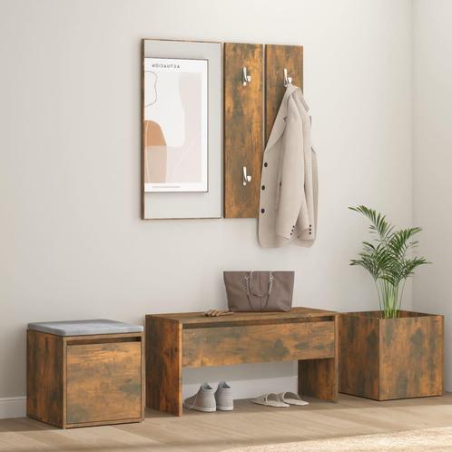 vidaXL Garderobe set bewerkt hout gerookt eikenkleurig, Huis en Inrichting, Overige Huis en Inrichting, Nieuw, Verzenden