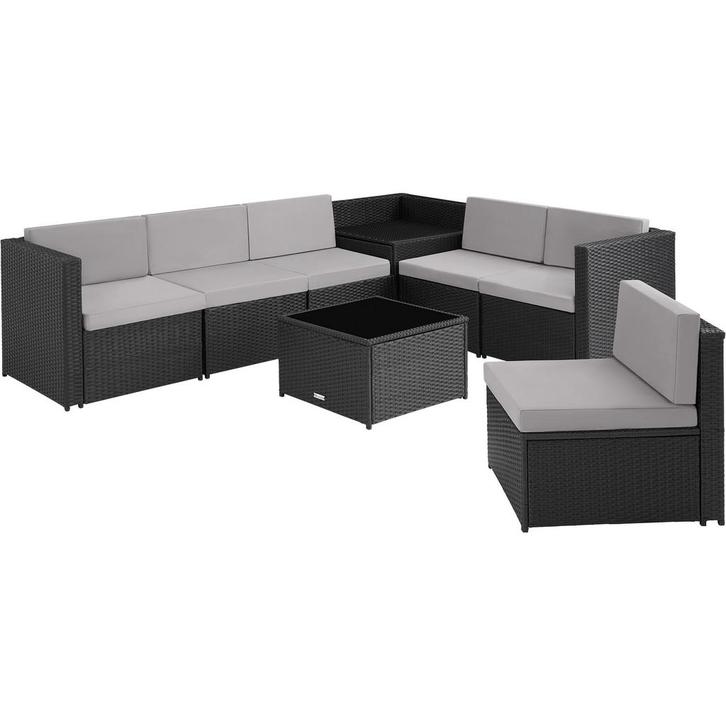 tectake Wicker loungeset Verona - zwart, Tuin en Terras, Tuinsets en Loungesets, Verzenden