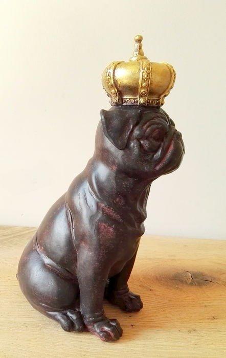 Beeldje - Gekroonde hond - Hars, Antiek en Kunst, Curiosa en Brocante