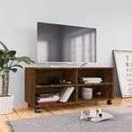 vidaXL Tv-meubel met wieltjes 90x35x35 cm bewerkt hout bruin, Huis en Inrichting, Kasten |Televisiemeubels, Verzenden, Nieuw