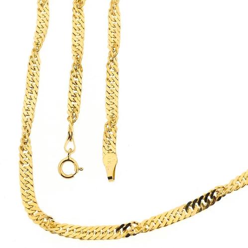 Gouden Singapore schakel ketting; 48,5 cm | Midas, Bijoux, Sacs & Beauté, Colliers, Enlèvement ou Envoi