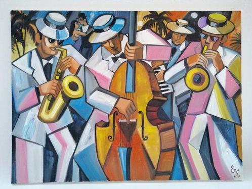 Elena Khmeleva (1966) - Summer Jazz by the Sea. Large. Œuvre, Antiek en Kunst, Kunst | Schilderijen | Modern