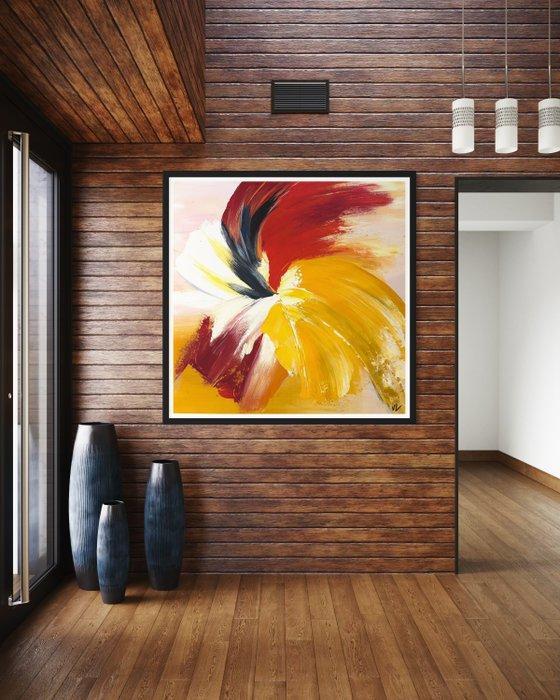Victoria Lemée - SunFlower Huile sur Toile XL, Antiek en Kunst, Kunst | Designobjecten