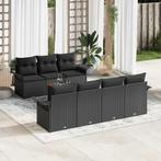 vidaXL Tuinbank Set 8 pcs Zwart Poly rattan, Tuin en Terras, Verzenden, Nieuw