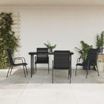 vidaXL 5-delige Tuinset textileen en staal zwart, Tuin en Terras, Verzenden, Nieuw, Tuinset