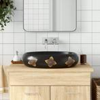 vidaXL Opzetwasbak ovaal 59x40x15 cm keramiek zwart en blauw, Doe-het-zelf en Bouw, Verzenden, Nieuw