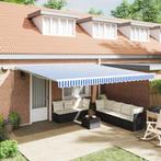 vidaXL Inklapbare Luifel with Blauw en wit 5 x 3 m Stof en, Tuin en Terras, Verzenden, Nieuw