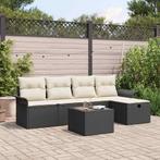 vidaXL Tuinbank Set met kussen met opslag 6 pcs Zwart Poly, Verzenden, Nieuw