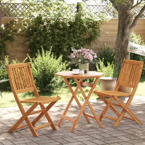 vidaXL Ensemble de bistro pliable 3 pcs bois dacacia, Jardin & Terrasse, Ensembles de jardin, Neuf, Envoi