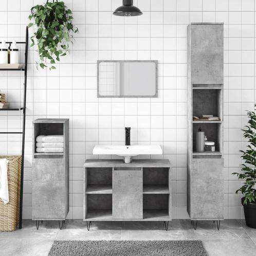 vidaXL 3-delige Badkamermeubelset bewerkt hout betongrijs, Huis en Inrichting, Badkamer | Badkamermeubels, Nieuw, Verzenden