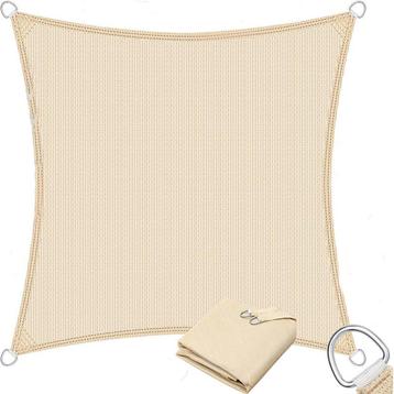 Zonnezeil - schaduwdoek - zonnescherm - 5x5 meter - creme, Tuin en Terras, Zonneschermen, Verzenden, Nieuw
