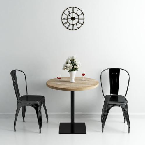 vidaXL Bistrotafel rond 80x75 cm MDF en staal eikenkleur, Huis en Inrichting, Tafels | Eettafels, Nieuw, Verzenden