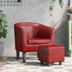 vidaXL Kuipstoel met voetenbankje kunstleer wijnrood, Huis en Inrichting, Fauteuils, Verzenden, Nieuw
