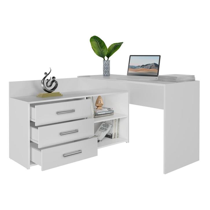 Hoekbureau wit met ladekast (Kantoor), Huis en Inrichting, Bureaus, Nieuw, Verzenden
