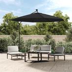 vidaXL Zweefparasol met LED en stalen paal 300 cm zwart, Verzenden, Nieuw