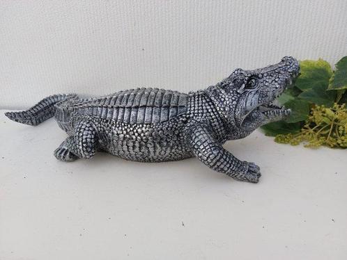 Beeld, fine finish of crocodile in silver bronze patina - 16, Antiek en Kunst, Kunst | Designobjecten