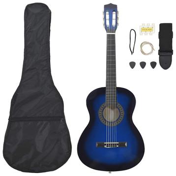 vidaXL 8-delige Gitaarset klassiek beginner 3/4 36 blauw, Verzenden