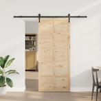 vidaXL Schuifdeur Bruin 90 x 208 cm Massief grenenhout, Doe-het-zelf en Bouw, Deuren en Vliegenramen, Verzenden, Nieuw