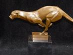 sculptuur, Grote bronzen Art Deco Jaguar - 20 cm - Brons,, Antiek en Kunst