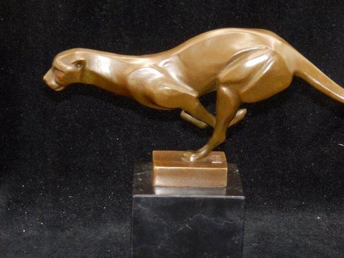 sculptuur, Grote bronzen Art Deco Jaguar - 20 cm - Brons,, Antiek en Kunst, Curiosa en Brocante