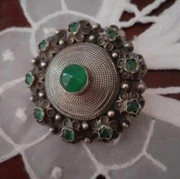 Zonder Minimumprijs - Broche Zilver Jade - Jade - Zilveren, Handtassen en Accessoires, Antieke sieraden