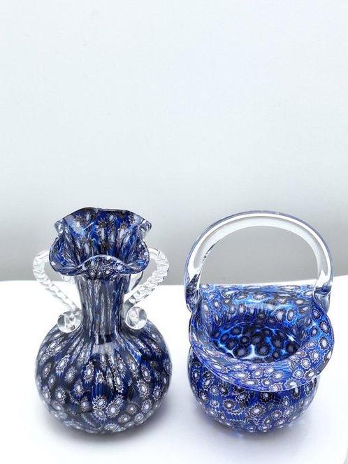 Mand (2) - Muranoglas - Millefiori-murinne, Antiek en Kunst, Antiek | Glaswerk en Kristal