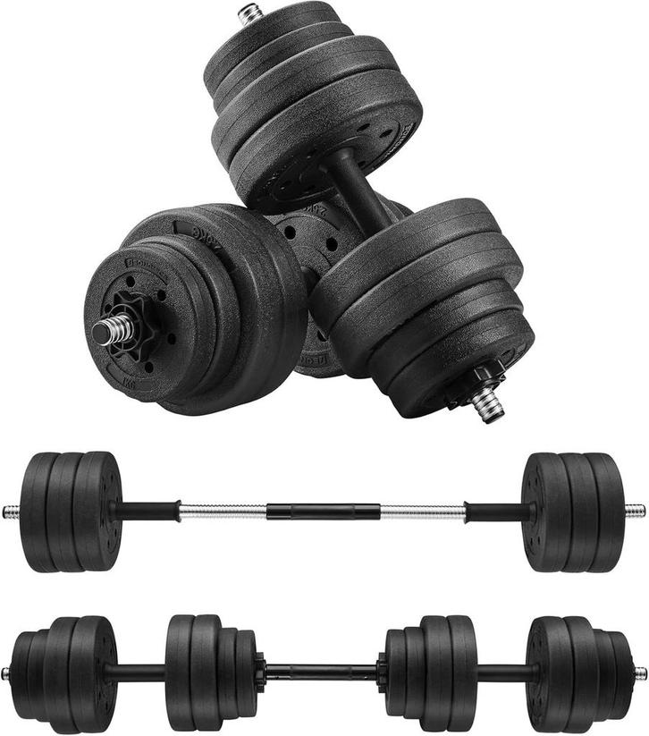Dumbbells set - 2 x 15 kg - totaal 30 kg - zwart - metalen, Sport en Fitness, Overige Sport en Fitness, Verzenden