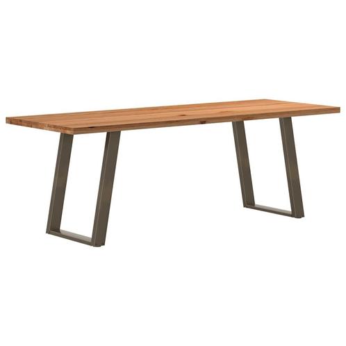 vidaXL Eettafel rechthoekig 220x80x74 cm massief eikenhout, Huis en Inrichting, Tafels | Eettafels, Nieuw, Verzenden