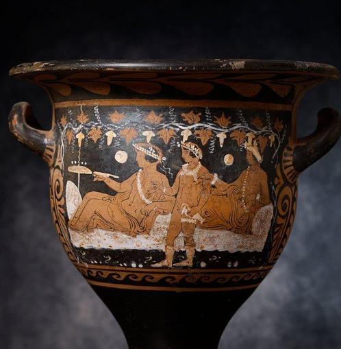 Oud Griekenland, Campaniaanse krater met banket scène -, Verzamelen, Mineralen en Fossielen