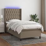 vidaXL Sommier tapissier avec matelas et LED Taupe 80x200cm