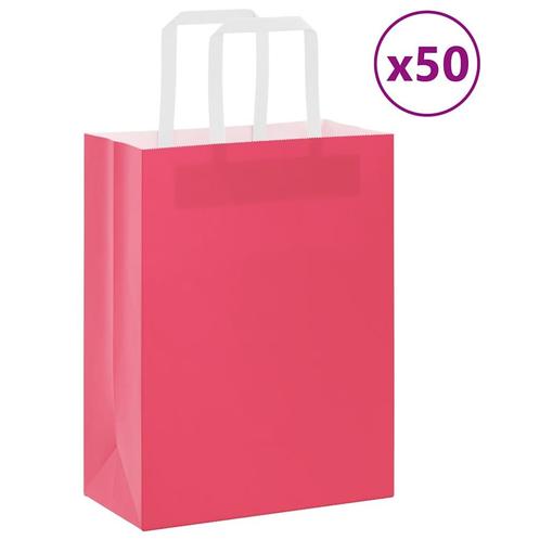 vidaXL Papieren zakken 50 st met hengsels 21x11x28 cm roze, Diversen, Cadeauverpakkingen, Nieuw, Verzenden