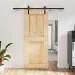 vidaXL Schuifdeur met beslag 85x210 cm massief grenenhout, Doe-het-zelf en Bouw, Verzenden, Nieuw