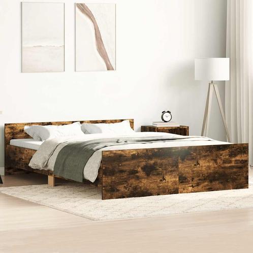 vidaXL Bedframe met hoofd- en voeteneinde gerookt eiken, Huis en Inrichting, Slaapkamer | Bedden, Nieuw, Verzenden