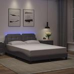 vidaXL Bedframe met LED-verlichting kunstleer grijs 140x200, Huis en Inrichting, Slaapkamer | Bedden, Verzenden, Nieuw
