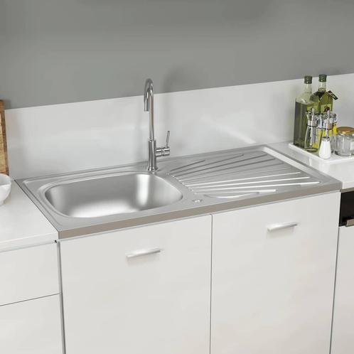 vidaXL Gootsteen met afvoerset 1000x500x155 mm roestvrij, Huis en Inrichting, Keuken | Keukenelementen, Nieuw, Verzenden