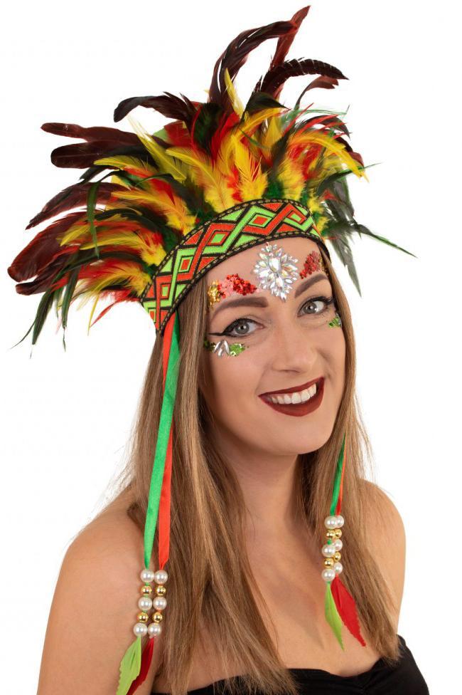 Verentooi Geel Rood Groen Veren Tooi Hoofdtooi Indianentooi, Kleding | Dames, Carnavalskleding en Feestkleding, Nieuw, Ophalen of Verzenden