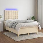 vidaXL Boxspring met matras en LED stof crèmekleurig 120x200, Verzenden, Nieuw