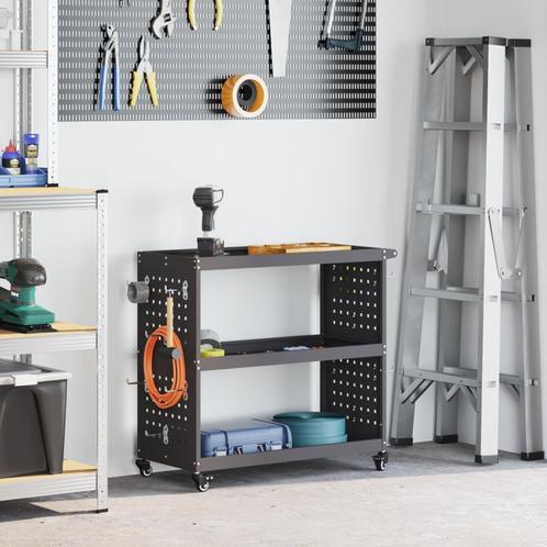 vidaXL Gereedschapswagen met plank met wiel met opslag Zwart, Doe-het-zelf en Bouw, Gereedschapskisten, Nieuw, Verzenden