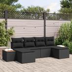 vidaXL Tuinbank Set met kussen 6 pcs Zwart Poly Riet, Verzenden, Nieuw