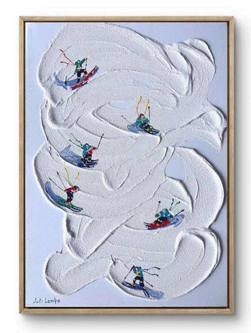 Juli Lampe (1980) - Ski Lovers in the snowy expanses., Antiek en Kunst, Kunst | Schilderijen | Modern